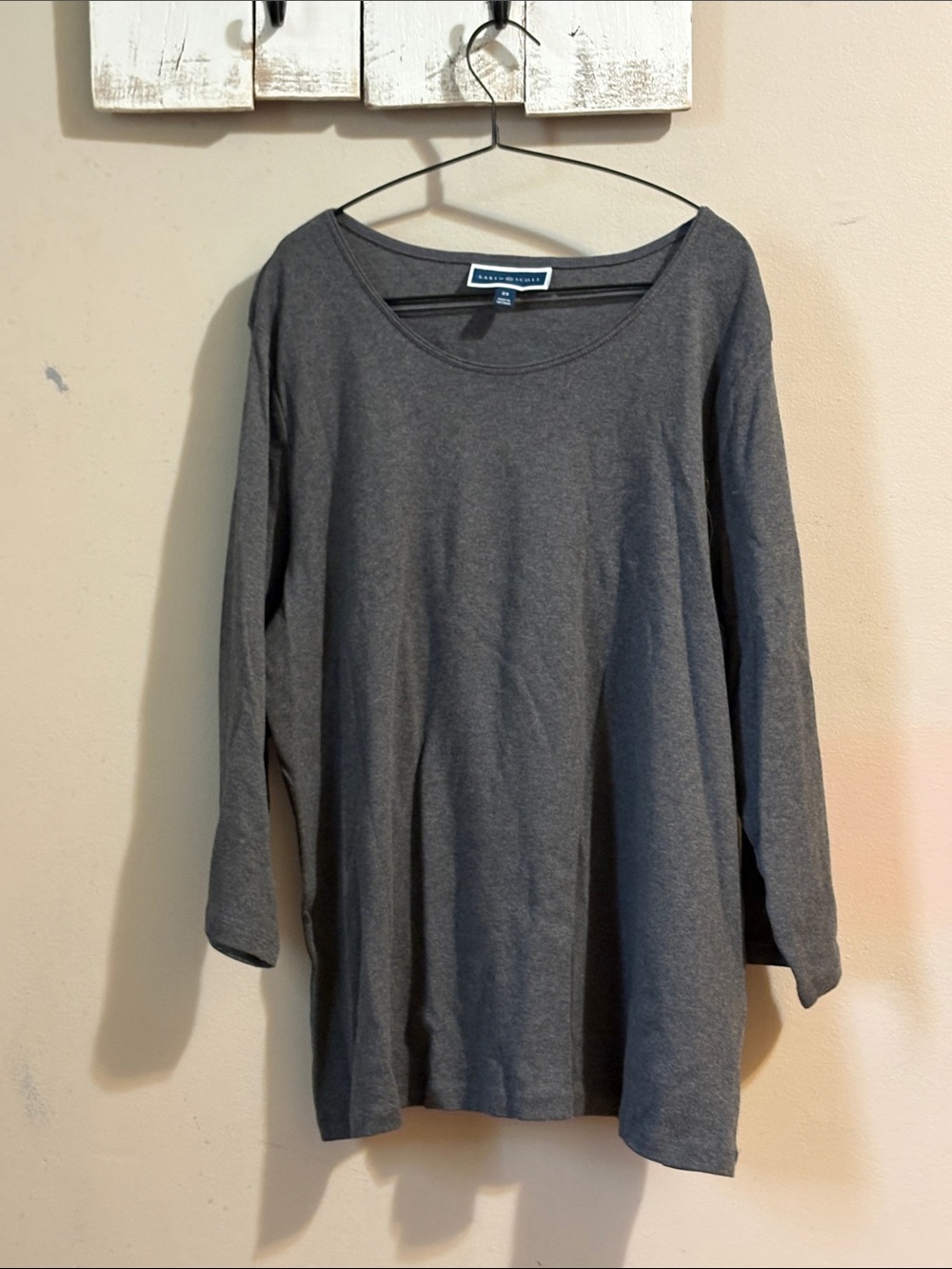 Karen Scott Women's Long Sleeve Scoop Neck Tee - Charcoal Gray